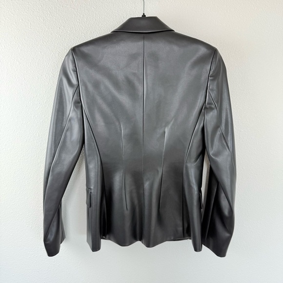 Theory Bedford Faux Leather Angled Blazer Black Vegan Business Casual Women’s 0 - Picture 12 of 14